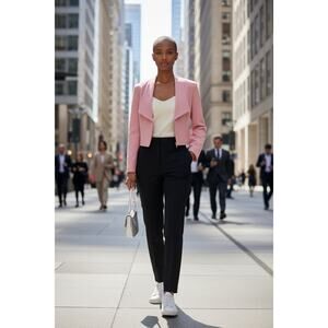 NWT Bebe Pink Cropped Blazer Sz 12 Open Front Lined Jacket MSRP $159